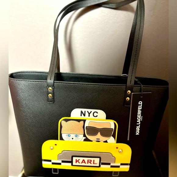 KARL LAGERFELD NWT MAYBELLE Black PURSE Zipper Compartments. - Picture 3 of 7